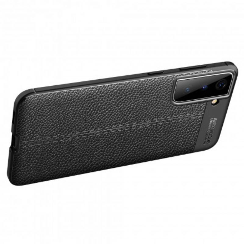 Kuori Samsung Galaxy S21 Plus 5G Double Line Litchi Leather Effect