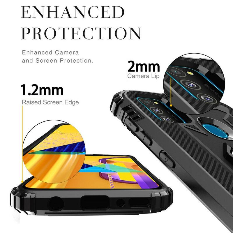 Case Samsung Galaxy M21 Rengas Ja Hiilikuitu