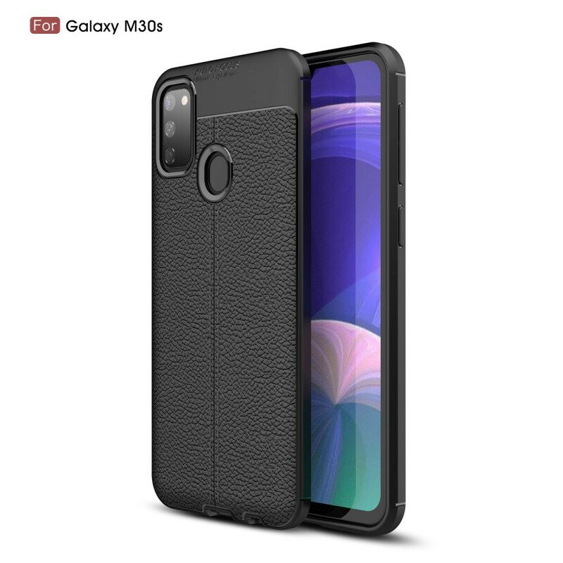 Kuori Samsung Galaxy M21 Double Line Litchi Leather Effect