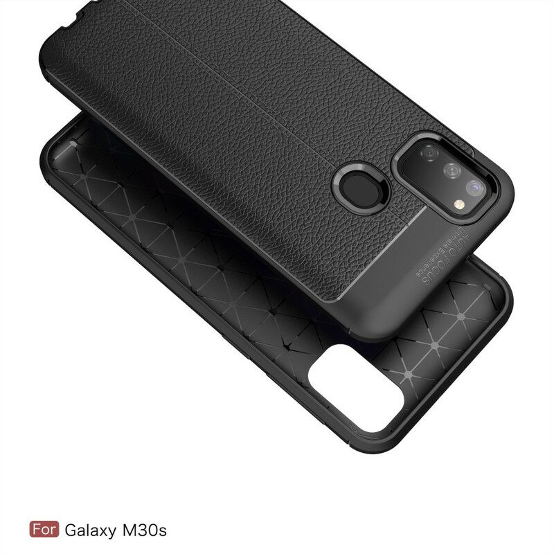 Kuori Samsung Galaxy M21 Double Line Litchi Leather Effect