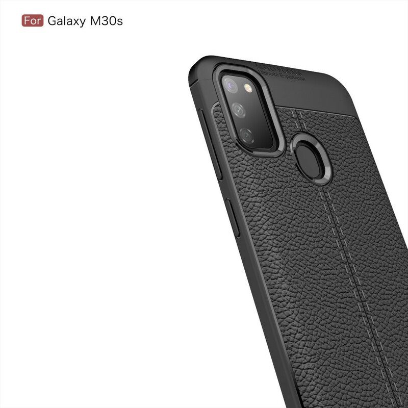 Kuori Samsung Galaxy M21 Double Line Litchi Leather Effect