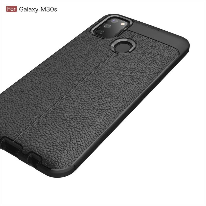 Kuori Samsung Galaxy M21 Double Line Litchi Leather Effect