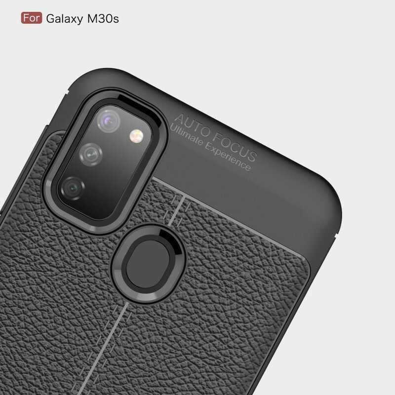 Kuori Samsung Galaxy M21 Double Line Litchi Leather Effect