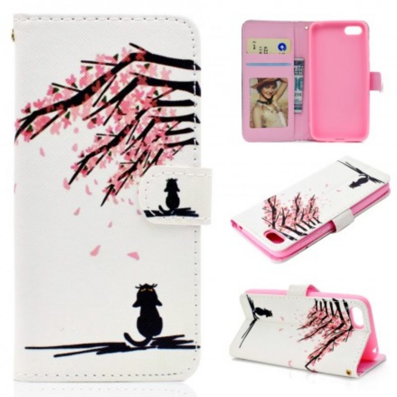 Flip Case Huawei Y5 2018 Pink Tree Branches