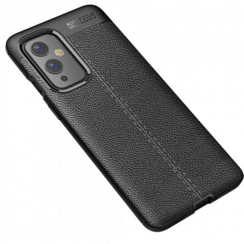 Case OnePlus 9 Double Line Litchi Leather Effect