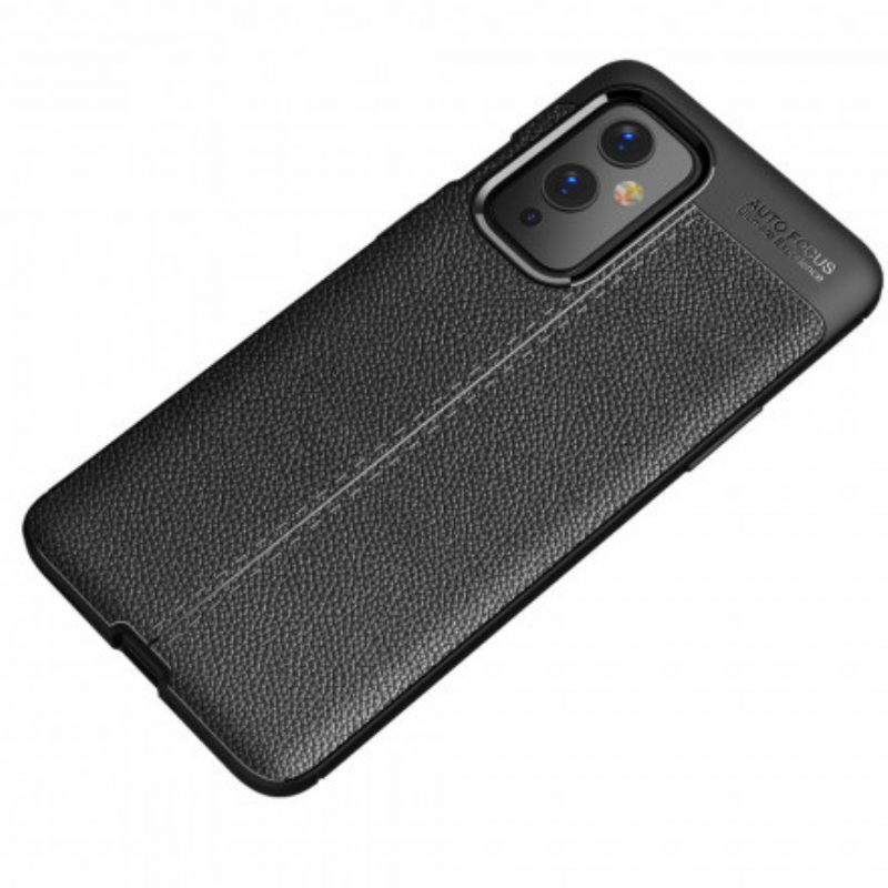 Case OnePlus 9 Double Line Litchi Leather Effect