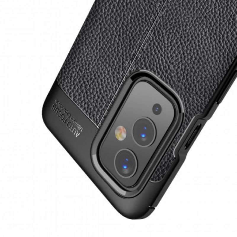 Case OnePlus 9 Double Line Litchi Leather Effect