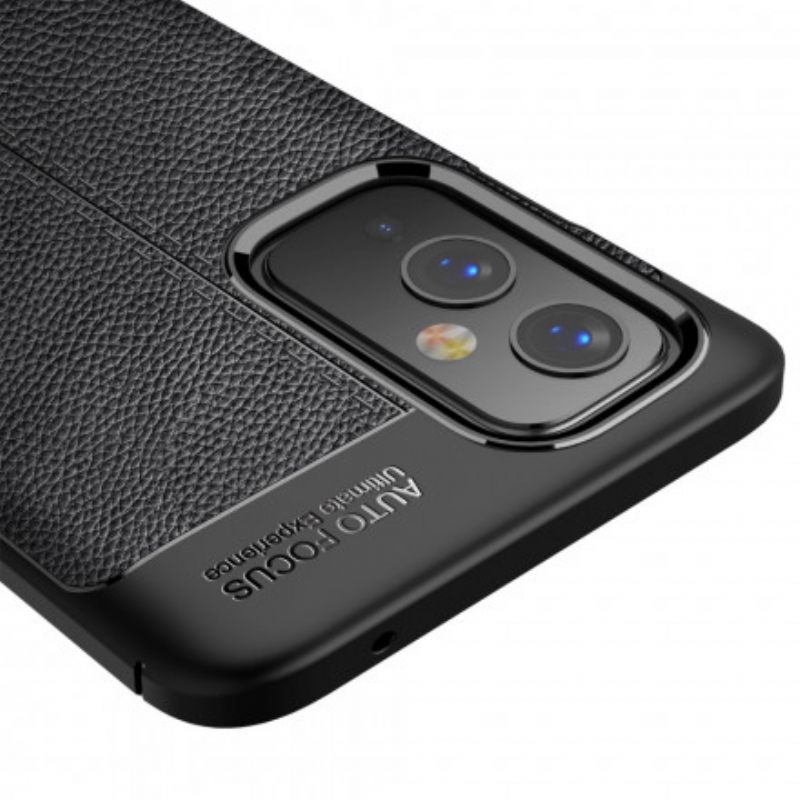 Case OnePlus 9 Double Line Litchi Leather Effect