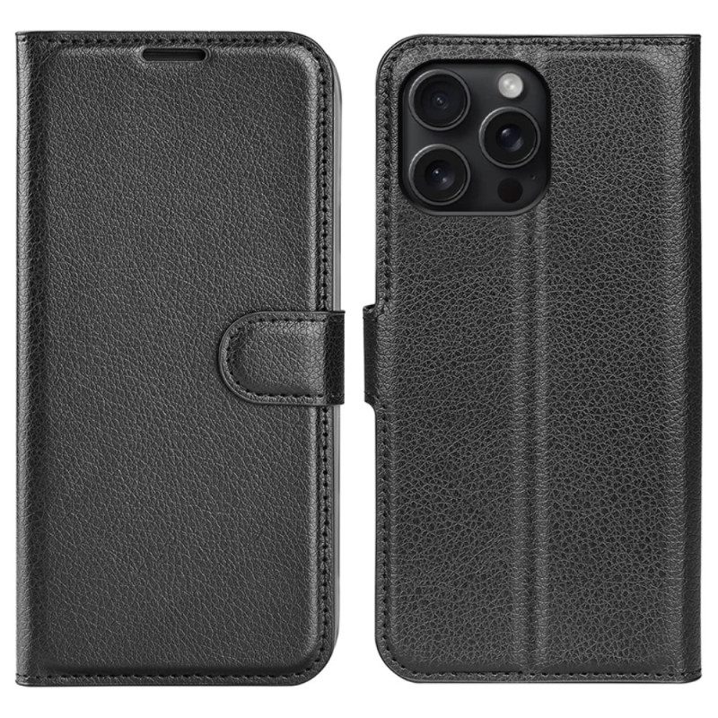 Kotelot iPhone 16 Pro Puhelinkuoret Classic Litchi Faux Leather