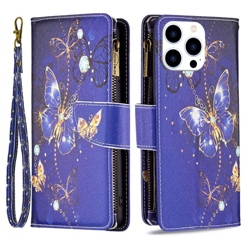 Kotelot iPhone 16 Pro Puhelinkuoret Purple Butterflies -lompakko