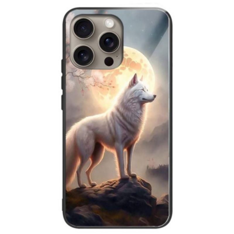 Kuori iPhone 16 Pro Moonlight Wolf Karkaistu Lasi