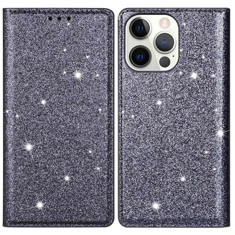 Nahkakotelo iPhone 16 Pro Glitteriä Suojakuori