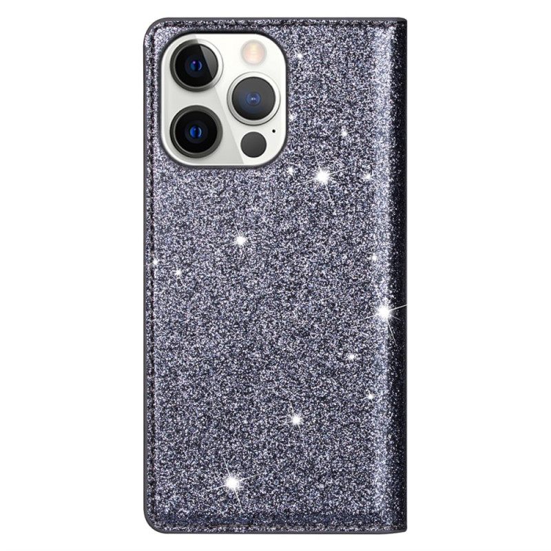 Nahkakotelo iPhone 16 Pro Glitteriä Suojakuori