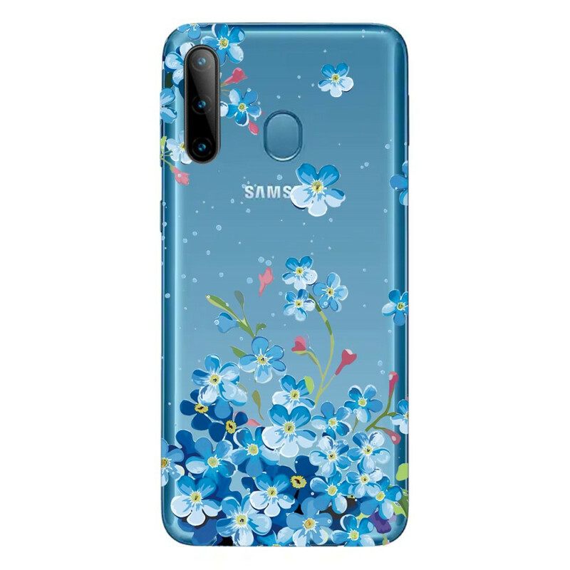 Case Samsung Galaxy M11 Siniset Kukat