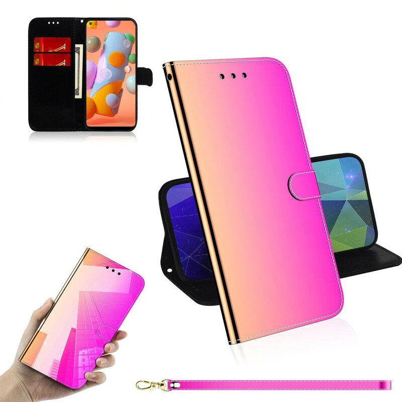 Flip Case Samsung Galaxy M11 Keinonahkainen Peilin Kansi