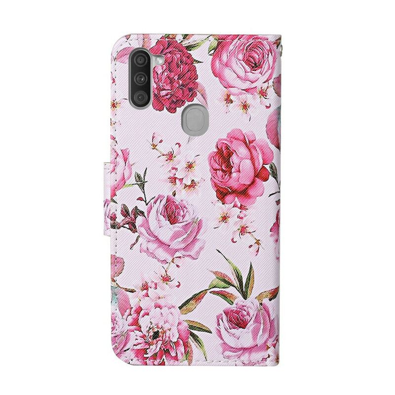 Kotelot Samsung Galaxy M11 Masterful Flowers Hihnalla