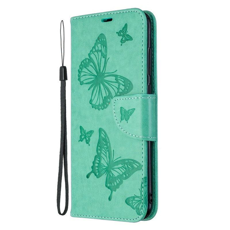 Nahkakotelo Samsung Galaxy M11 Butterflies In Flight With Lanyard