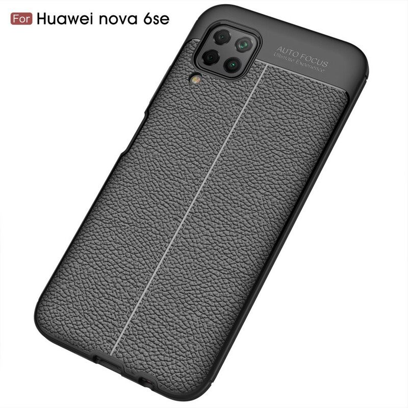 Kuori Huawei P40 Lite Double Line Litchi Leather Effect