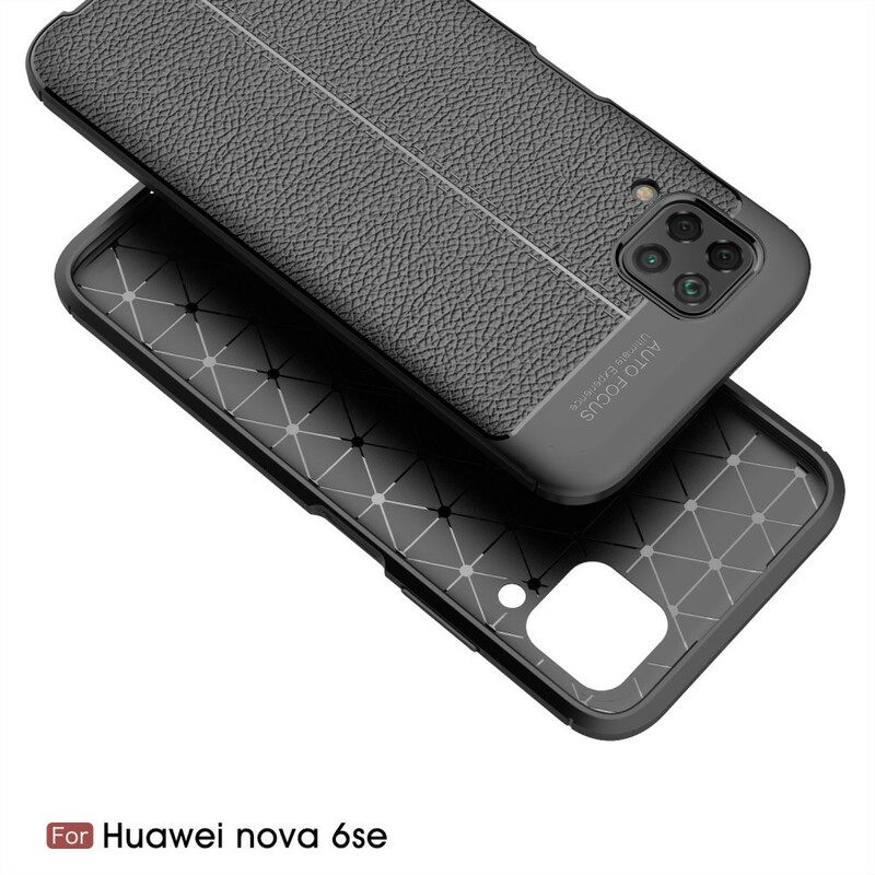 Kuori Huawei P40 Lite Double Line Litchi Leather Effect