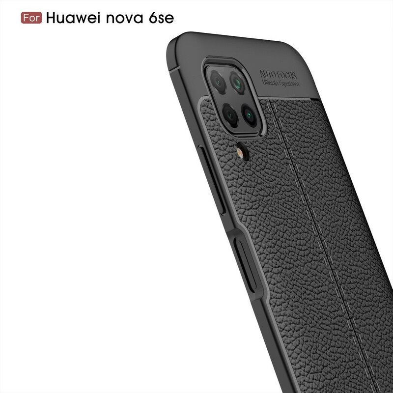 Kuori Huawei P40 Lite Double Line Litchi Leather Effect