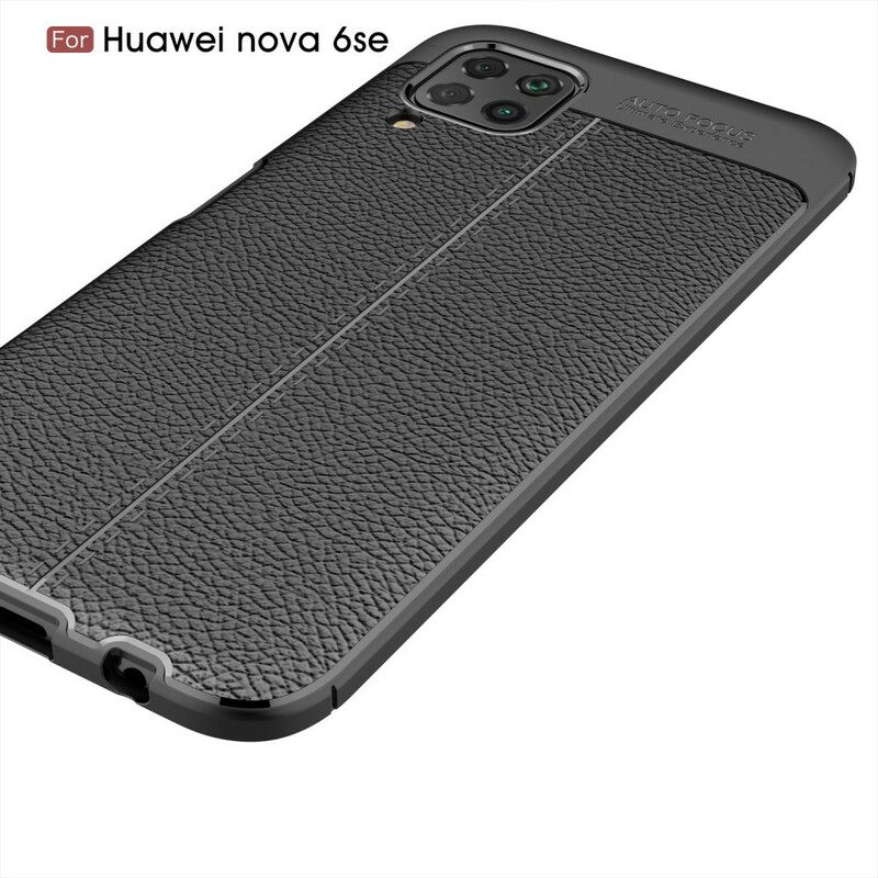 Kuori Huawei P40 Lite Double Line Litchi Leather Effect