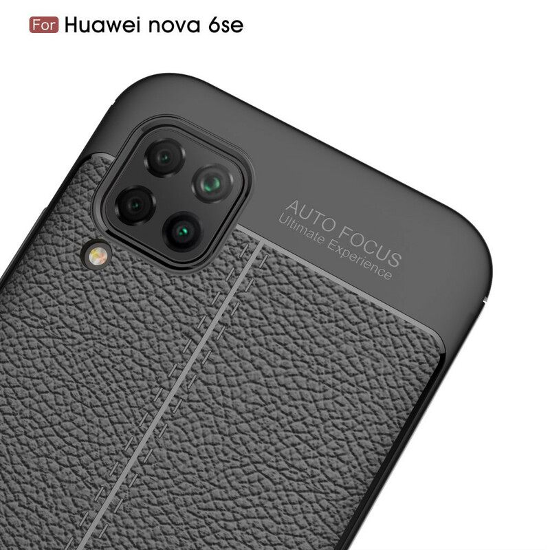 Kuori Huawei P40 Lite Double Line Litchi Leather Effect