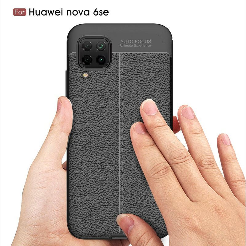 Kuori Huawei P40 Lite Double Line Litchi Leather Effect