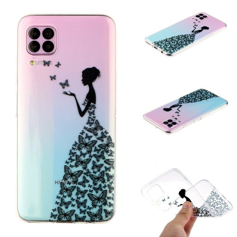 Kuori Huawei P40 Lite Transparent Butterflies Mekko