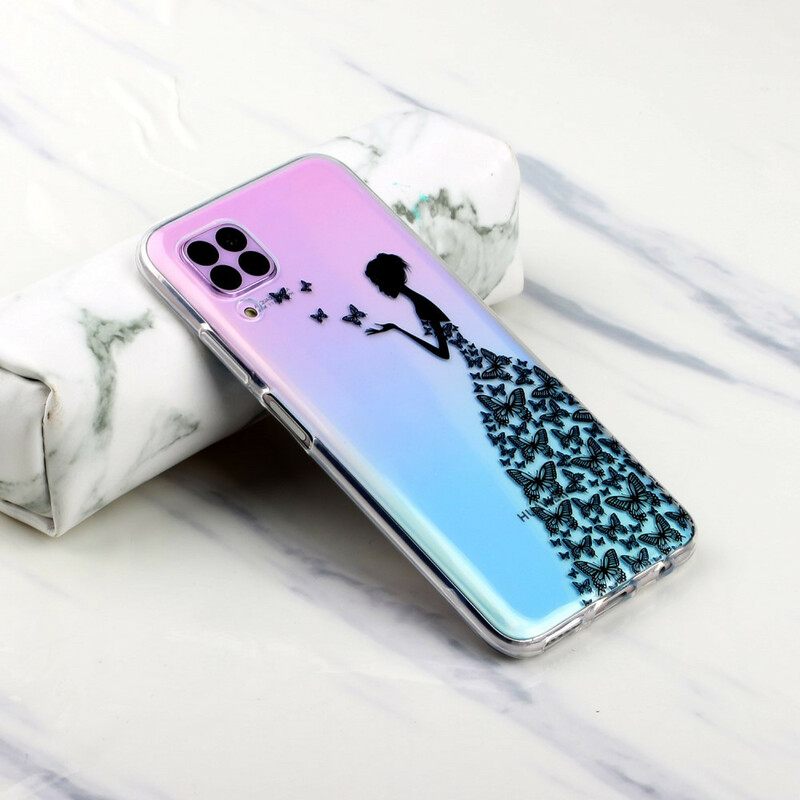 Kuori Huawei P40 Lite Transparent Butterflies Mekko