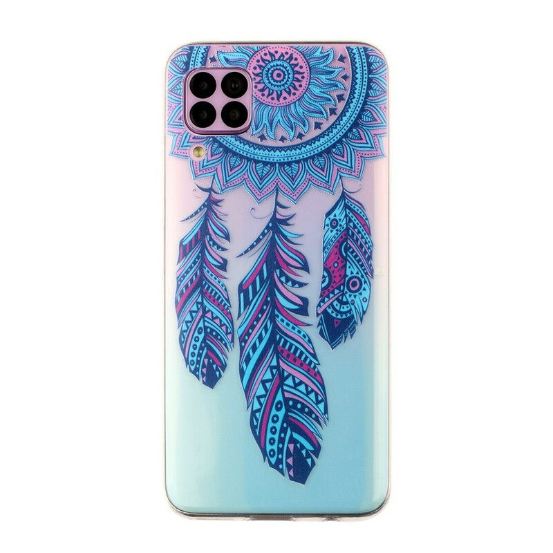 Kuori Huawei P40 Lite Transparent Dream Catcher Blue Feathers