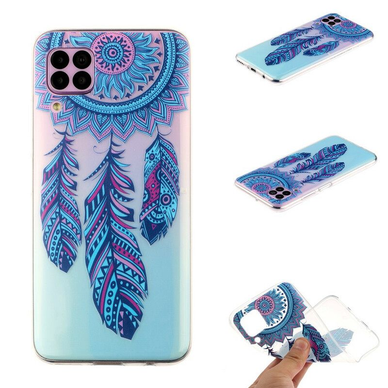 Kuori Huawei P40 Lite Transparent Dream Catcher Blue Feathers