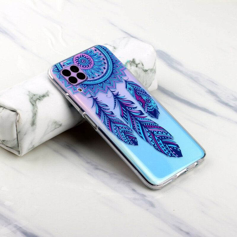 Kuori Huawei P40 Lite Transparent Dream Catcher Blue Feathers