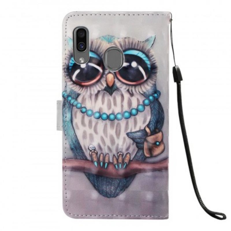 Kotelot Samsung Galaxy A30 / A20 Suojaketju Kuori Miss Owl Hihnassa