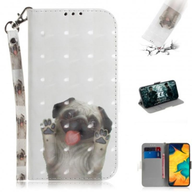 Nahkakotelo Samsung Galaxy A30 / A20 Suojaketju Kuori Love My Dog In Lanyard