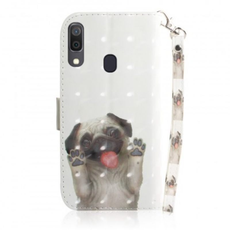 Nahkakotelo Samsung Galaxy A30 / A20 Suojaketju Kuori Love My Dog In Lanyard