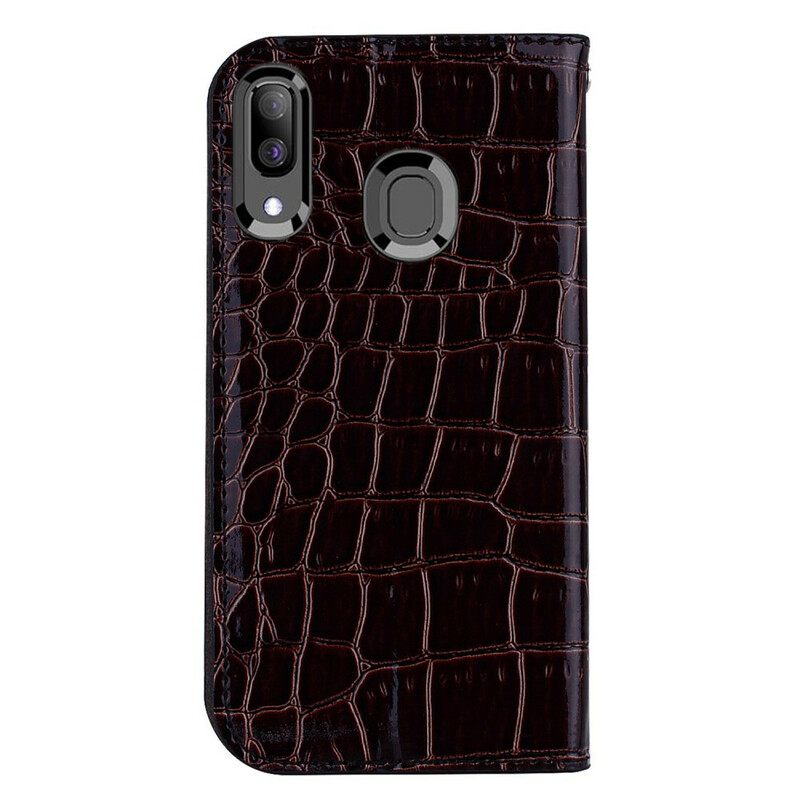 Puhelinkuoret Samsung Galaxy A30 / A20 Kotelot Flip Crocodile Skin Ja Glitter Effect