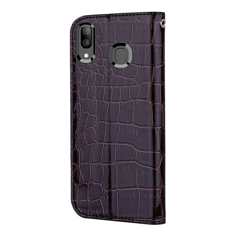 Puhelinkuoret Samsung Galaxy A30 / A20 Kotelot Flip Crocodile Skin Ja Glitter Effect