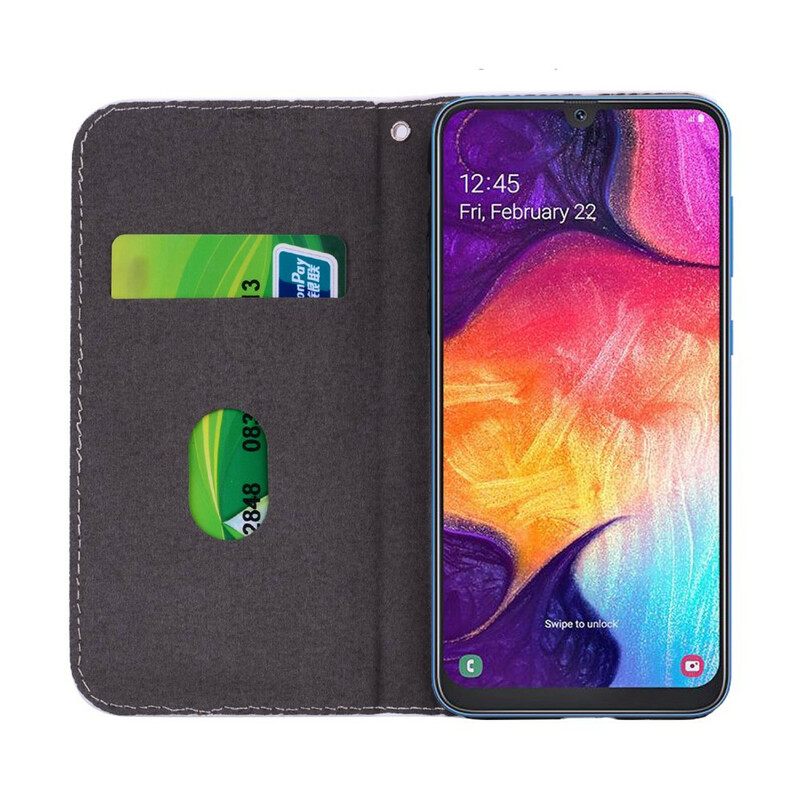 Puhelinkuoret Samsung Galaxy A30 / A20 Kotelot Flip Crocodile Skin Ja Glitter Effect