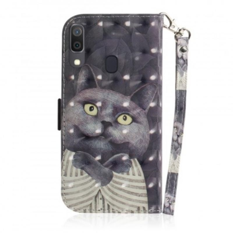 Puhelinkuoret Samsung Galaxy A30 / A20 Suojaketju Kuori Grey Thong Cat