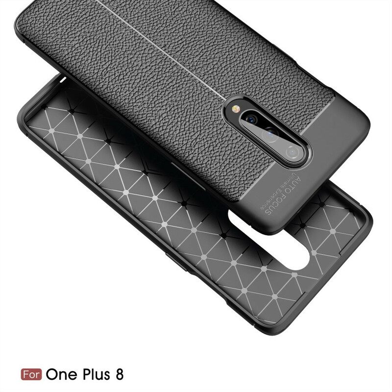 Kuori OnePlus 8 Double Line Litchi Leather Effect