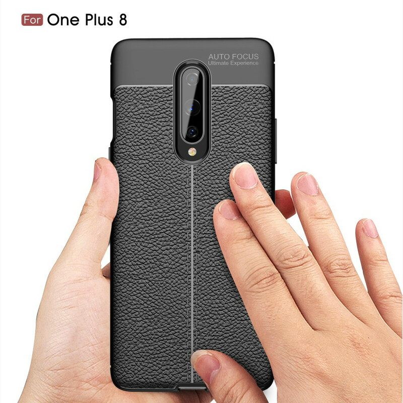 Kuori OnePlus 8 Double Line Litchi Leather Effect