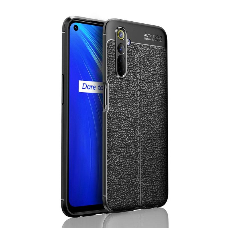 Kuori Realme 6 Double Line Litchi Leather Effect