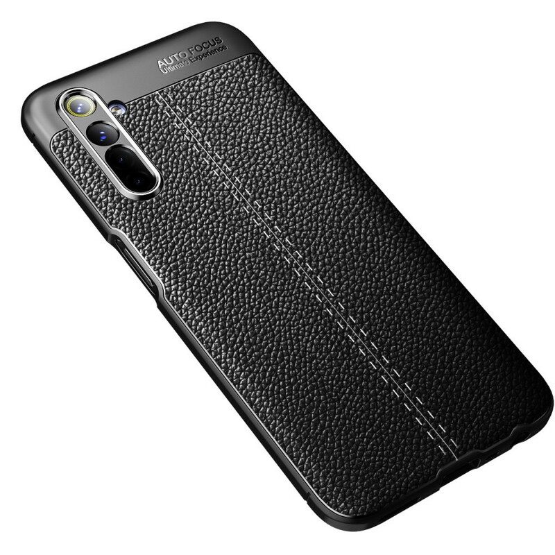 Kuori Realme 6 Double Line Litchi Leather Effect