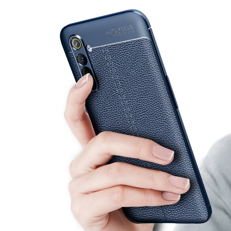 Kuori Realme 6 Double Line Litchi Leather Effect