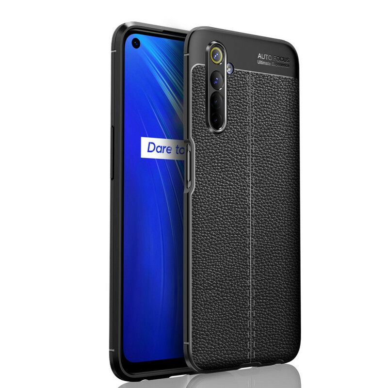 Kuori Realme 6 Double Line Litchi Leather Effect