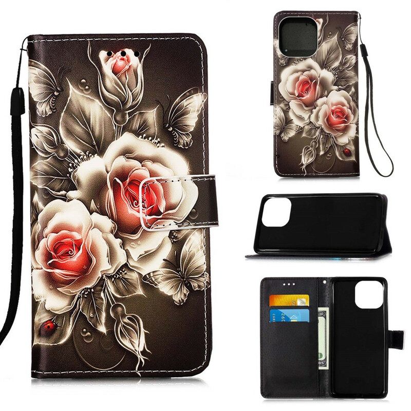 Flip Case iPhone 13 Pro Golden Roses