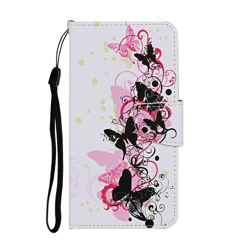 Flip Case iPhone 13 Pro Masterful Butterflies With Lanyard