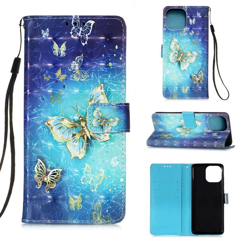 Kotelot iPhone 13 Pro Golden Butterflies Lanyard