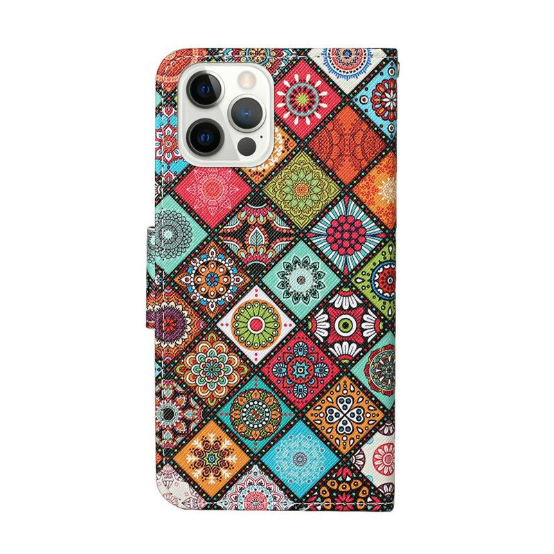 Kotelot iPhone 13 Pro Patchwork Mandalas Kaulanauhalla