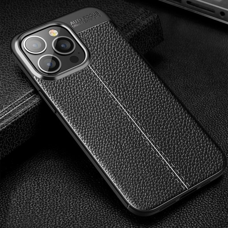 Kuori iPhone 13 Pro Double Line Litchi Leather Effect